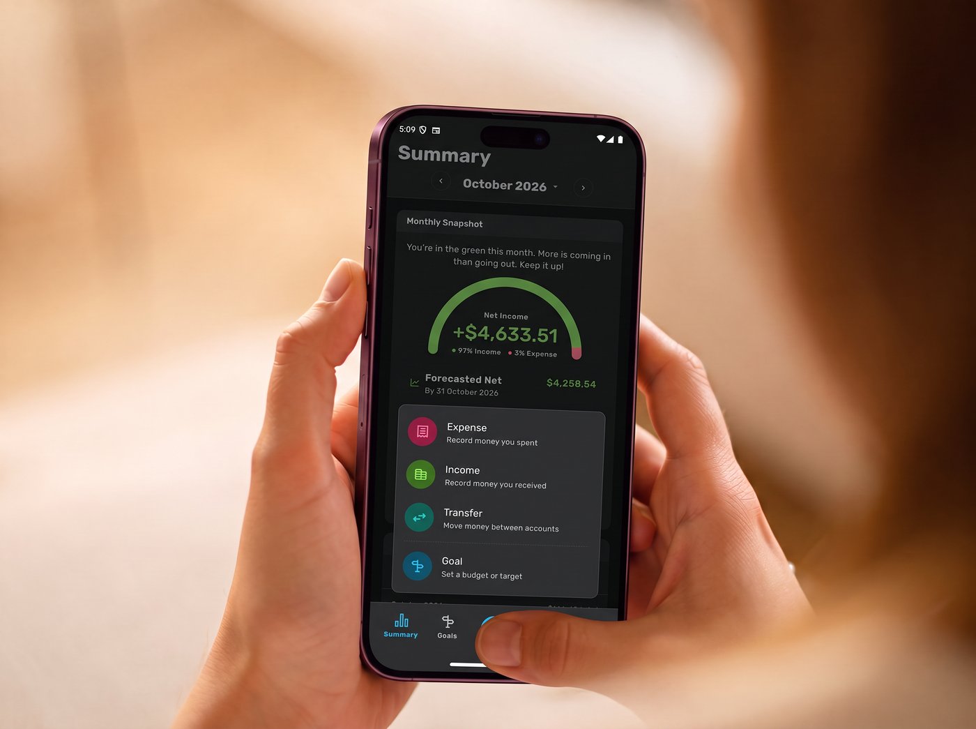 Savvy Expense Pro floating Add button on iPhone