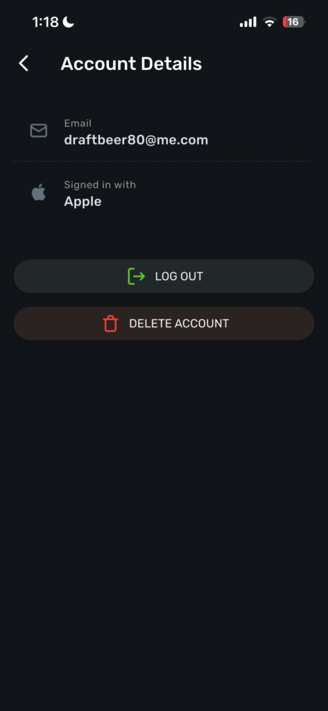 Account Details Screen